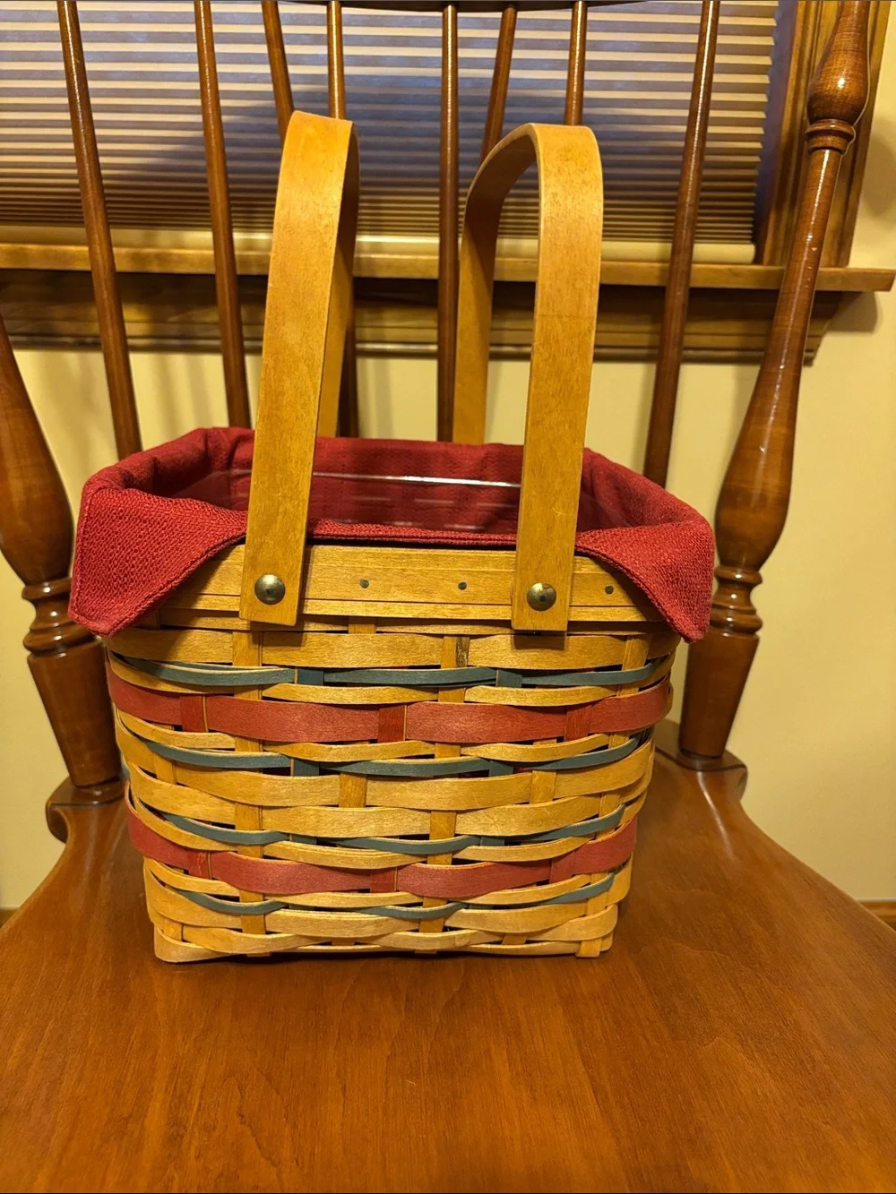 Longaberger Picnic Tote Set - with Red and Blue Splints